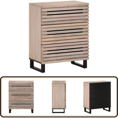 Buffet blanc 60x34x75 cm bois massif de manguier - Buffet - Meuble De Rangement - Commode - Mobilier Industriel - Design Scandinave