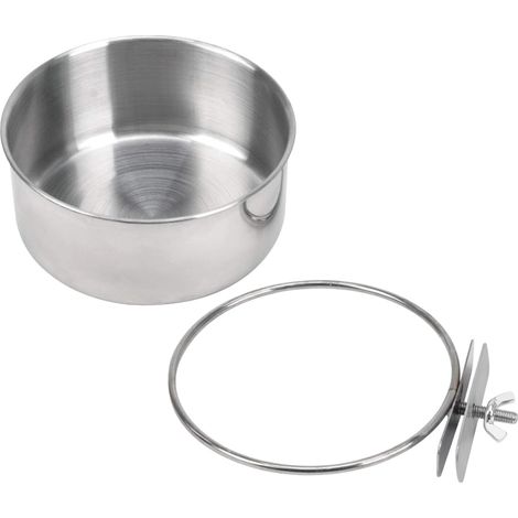 Gamelle en acier inoxydable pour cage à oiseaux, 12 cm, support pour perroquet, 1 unité-AquaForge (1/5)