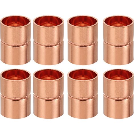 8pcs Manchons à Souder en Cuivre, 12mm Raccords de Couplage Tuyau, Raccord de Tuyauterie Droit pour Raccordements Plomberie HVAC Climatisation Chauffage Réseaux, Épaisseur 0.8mm (1/5)