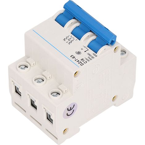 Disjoncteur miniature triphasé pour montage sur rail DIN, interrupteur de protection basse tension 400 V 16 A DZ47‑63 C16 (1/5)