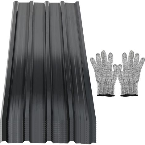 Swanew – Panneaux de toiture 129x46 cm – Tôle en acier galvanisé anthracite – Lot de 24 pièces pour 14 m² – Résistant aux intempéries (1/5)