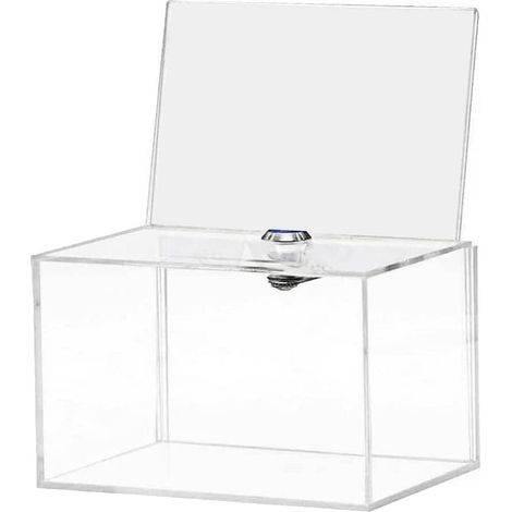 1 Boîte de dons,acrylique transparent,serrure et clés,4 pieds antidérapants,pour vote et charité