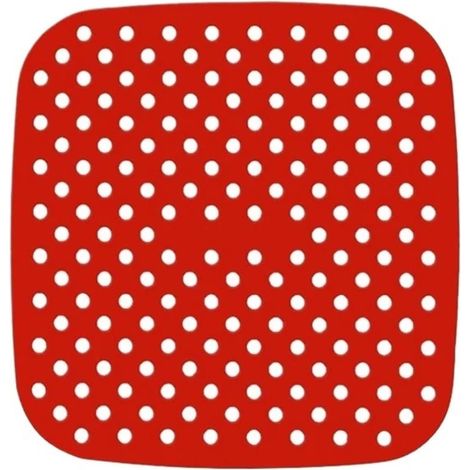 Tapis silicone friteuse air 19 cm carré rouge, réutilisable antiadhésif résistant chaleur cuisson (1/4)