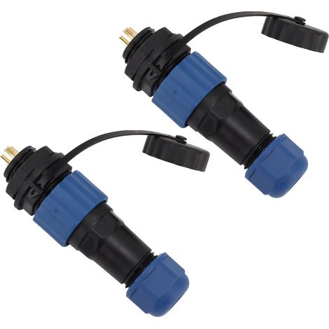 Lot de 2 connecteurs étanches SD16 IP68 pour l'aviation : fiche femelle SD16, prise mâle SD16, filetage G3/8, écrou arrière SD16 à 3 broches (1/5)