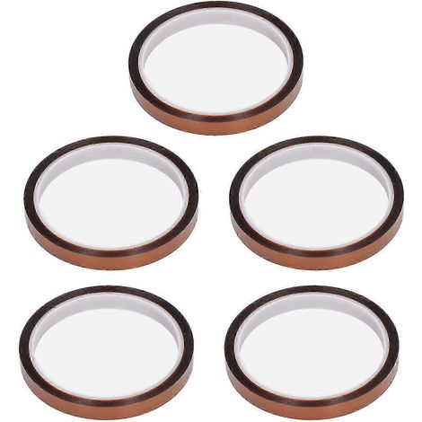 Polyimidband, 5 Rollen, 33 m, hochtemperaturisolierend, hitzebeständig, antistatisch, 10 mm breit, Befestigungszubehör, 10 mm/0,39 Zoll thermisches Klebeband. (1/5)