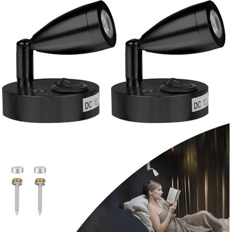2 x 12-V-LED-Leseleuchten für Wohnmobile, Boote und Wohnwagen mit Einzelschaltern, warmweißes Licht (3000 K), 220 lm, 60 x 96 mm (1/4)