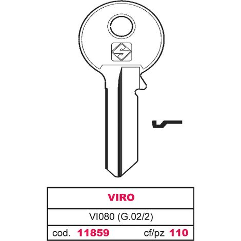 Silca CHIAVE OTTONE VI080 (G.VAC 2) VIRO 100.00 pz