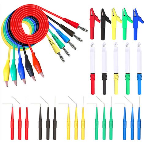 Kit 30 Pièces Sonde Arrière avec Fiches Banane et Clips pour Tests Câbles (1/4)