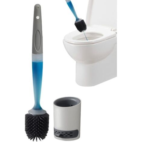 Brosse de nettoyage pour cuvette de toilette – 43 x 10,5 cm  Nettoyage en profondeur avec distributeur de liquide rechargeable  Brosse à poser au sol et au mur pour hôtels, toilettes