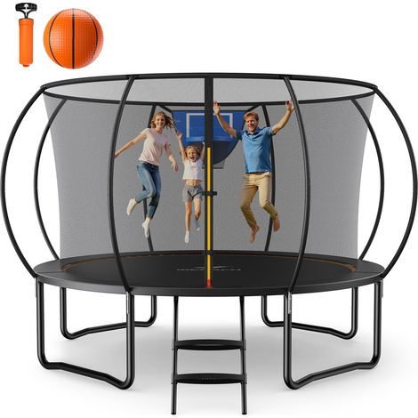 MERACH Outdoor Trampoline, Ø 366 cm, Reinforced Safety Net, Outdoor Play, Galvanized Frame, Supports Up to 150kg