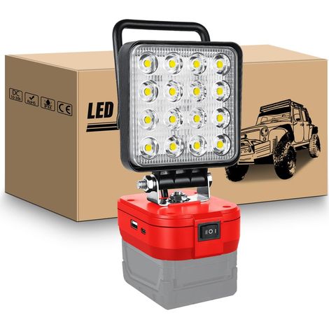 Projecteur LED Rechargeable pour Batterie 18V, 48W 4800LM Sans Batterie, Lampe de Travail LED Sans fil, Portable Projecteur de Chantier pour Garage, Camping, Atelier, Pêche, Urgence (1/5)