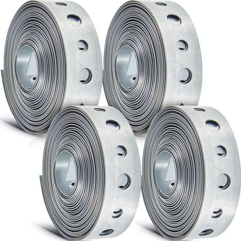 Sangle de Suspension Galvanisée en Métal avec Trous, 4 Pièces, 10 Pi de Longueur pour le Soutien et la Suspension de Tuyaux. (1/5)