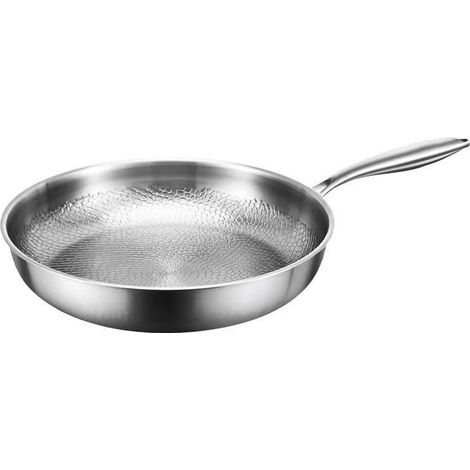 Poêle en acier inoxydable - poêle en titane non revêtue - antiadhésive - chauffe rapidement et uniformément - 26 cm (1/5)