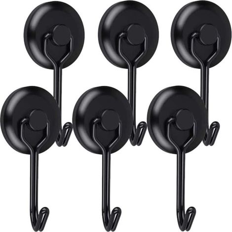 YMYNY Leistungsstarke Magnethaken, magnetische Kühlschrankhaken, schwarze Neodym-Drehmagnethaken, magnetische Handtuchhaken, Küchentisch, 6 Stück (1/4)
