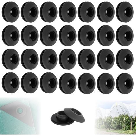 50 Pièces Œillets en Plastique pour Bâche, Ensemble d'oeillets en Plastique, Convient aux Tentes, Bâches de Piscine, Rideaux, Tapis de Sol, Bâches d'auvent (28 x 28 x 12 mm） (Noir) (1/5)