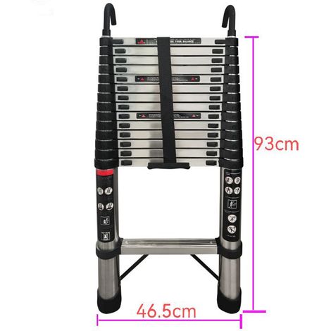Telescoping Ladder With 2 Detachable Hooks , Extension Ladders 4.4M Stainless Steel Telescopic Folding Extendable Portable - Great for Cleaning Gutters, Decorating, Painting Walls
