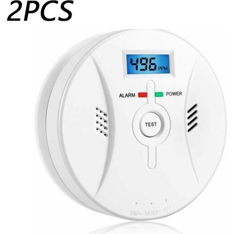 2PCS Kohlenmonoxidmelder mit LCD-Display, CO-Melder, lauter 85-dB-Alarm, Kohlenmonoxidmelder mit Kohlenmonoxidsensor, batteriebetrieben (1/5)