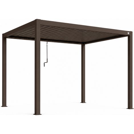 Pergola Da Giardino Bioclimatica Con Tetto A Lamelle Orientabili Sistema Di Drenaggio Incorporato In Alluminio E Acciaio Resistente Ideale Per Spazi Esterni Ai Raggi UV 3x4 Metri Marrone Opaco (1/5)