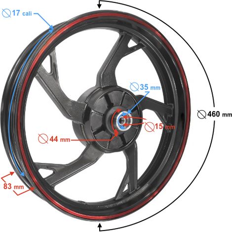 Hinterradfelge 2,5/17 für FR 2 Moped, schwarz (1/3)