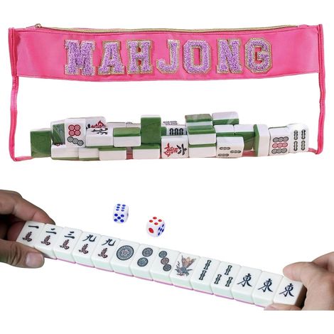 Sac de Rangement pour Mahjong,Sac De Rangement À Fermeture Éclair pour Tuiles De Mahjong Pochette de Portative pour Adultes et Adolescents, Maison, Extérieur, Soirée Jeux (1/5)