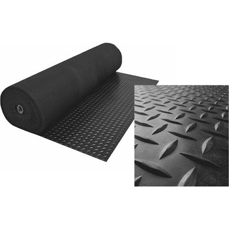 Sol PVC 100% Caoutchouc Sol Protection Design Strié Noir Epaisseur 1MM 140X200CM