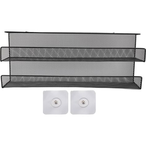 Étagère de Rangement sous Bureau Double Couche en Fer Noir L, Gestion Câbles et Multiprises, Adhésif sans Trace, Organiseur Robuste (1/5)
