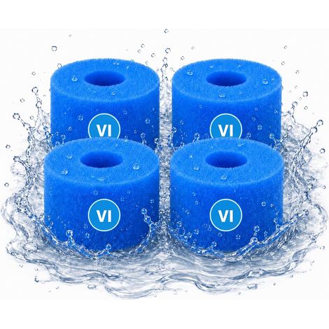 Cartouche Filtre Spa Type VI 90352E en Mousse 10,6 x 8 cm, Lot de 4 Mousse lavable et réutilisable, aide à retenir cheveux, feuilles, sable fin et impuretés dans spa ou piscine. (1/5)