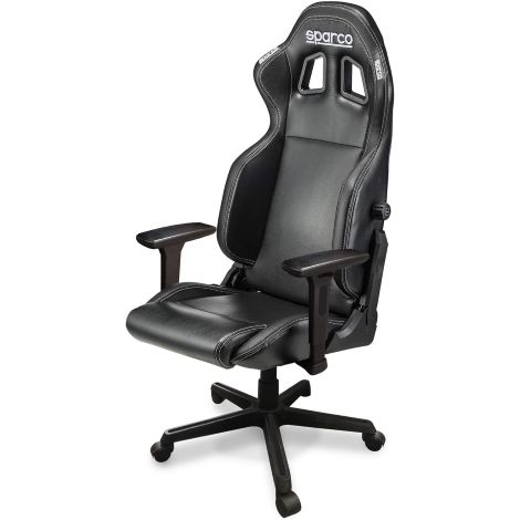 Fauteuil de bureau gaming noir – Assise abaissée et élargie – Dossier réglable – Dispositif anti-basculement – Sparco (1/2)