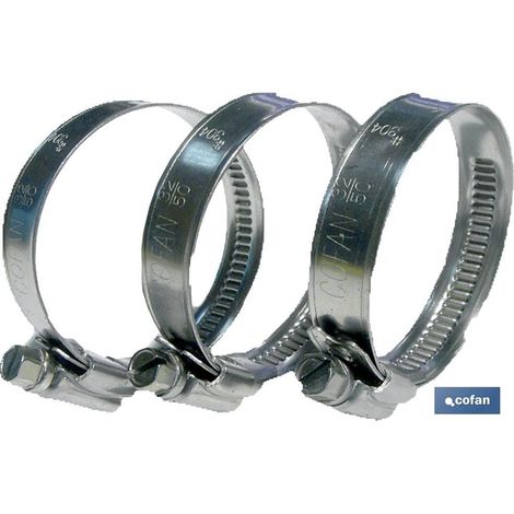 Collier de serrage A-2 en acier inoxydable, bande de 9 mm, pour diamètres de 20 à 32 mm avec raccord fileté