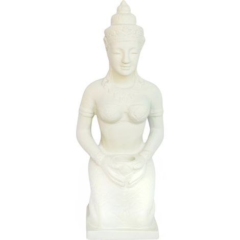 statue femme bouddha déco beige en fibrocement assise zen - beige naturel doux (1/3)