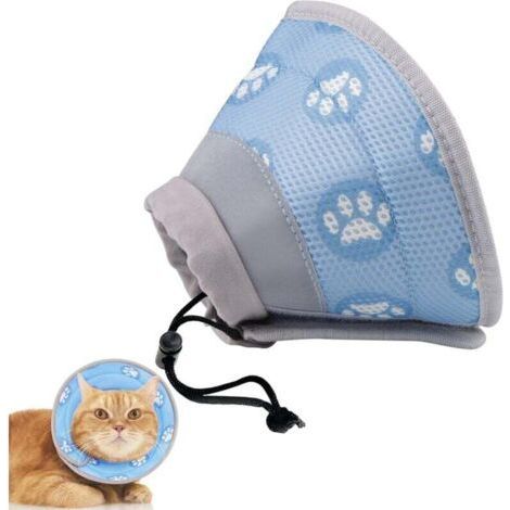 Cat Collar Anti-Lick Anti-Bite Cat Collar Adjustable Protection Recovery Collar with Reflective Strips for Puppies and Kittens in Recovery (Blue, Size M) (1/4)