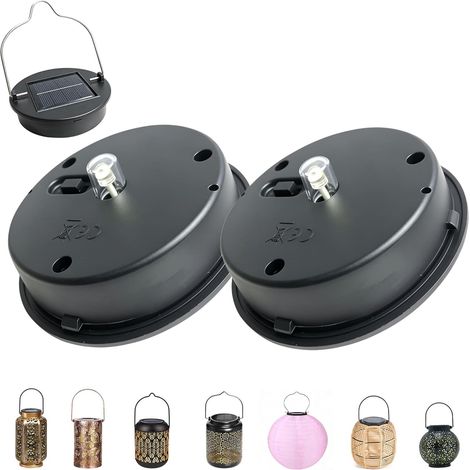 Lot de 2 lampes solaires de rechange de 8 cm, panneau solaire de rechange pour lampe de jardin avec batterie de 600 mAh, couvercle de rechange étanche IP67, panneau solaire LED pour lanterne solaire (1/5)