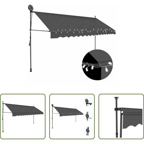 Handbetriebene Markise - Einziehbare Markise Handbetrieben mit LED 400 cm Anthrazit (1/5)