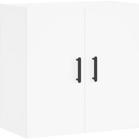 Mobiletto a parete bianco con pratico vano contenitore 60 x 31 x 60 cm design elegante in legno composito bianco 020048809