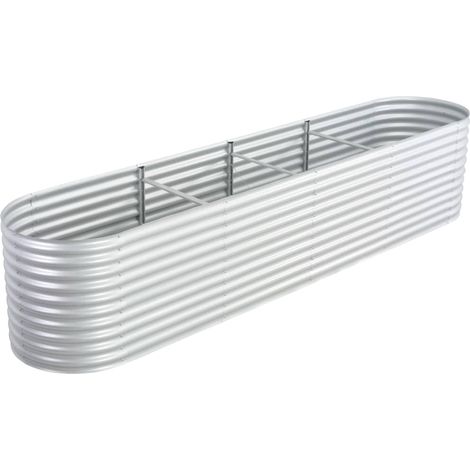 Fioriera rialzata piante fiori giardino 400 x 80 x 81 cm acciaio zincato argento 020001052