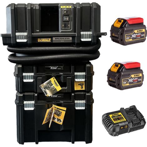 Dewalt Cordless XR FLexvolt M-Class Wet Dry Vacuum x2 TStak Cases x2 6ah Kit (1/5)