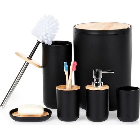 Set da bagno nero 6 pezzi