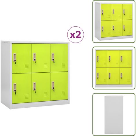 Schließfachschränke 2 Stk. Hellgrau und Grün 90x45x92,5cm Stahl - Schliessfachschrank - Metallschrank - Garderobe - Aufbewahrungsbox - Schreibtischorganisation