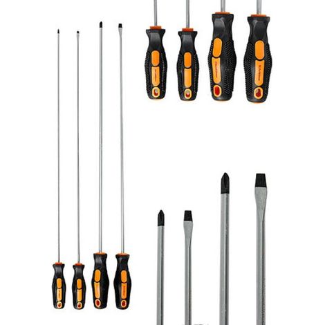TrAdE Shop Traesio - Cacciaviti Giravite Lunghi 45 Cm Stella Taglio 4 Attrezzi In Cromo Vanadio -
