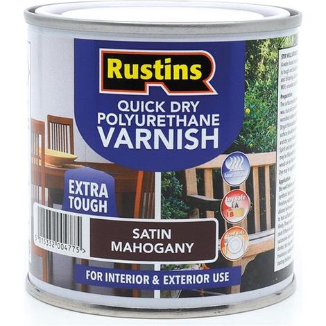 Rustins PSMAW250 Quick Dry Polyurethane Varnish Satin Mahogany 250ml PSMAW250 RUS4040