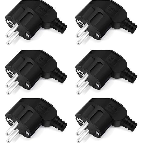 Prise Electrique, 6 Pcs Prise Electrique Male, 250V 16A Fiche Electrique Male, Prise Male Etanche Exterieur, Fiche de Contact de Protection, Fiche Electrique pour Les Câbles de 8 à 10 mm Fiche (1/5)