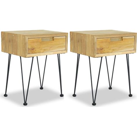 Bedside Cabinets 2 pcs 40x30x50 cm Solid Teak vidaXL (1/5)