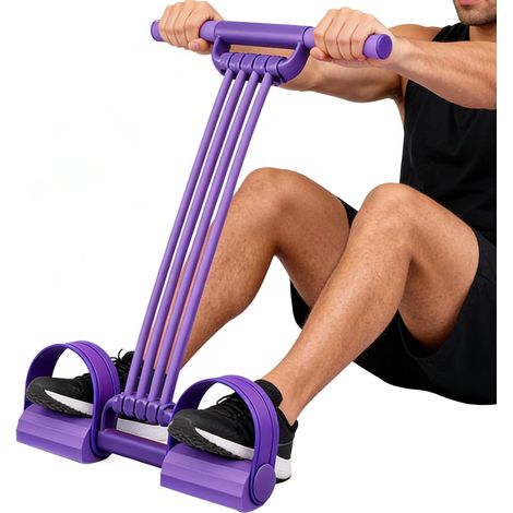 Bandes de Résistance avec Pédale Équipement de Musculation élastique Corde d'exercice à pédale avec poignées Pour hommes, femmes, amincissement ventre, bras, jambes (1/5)