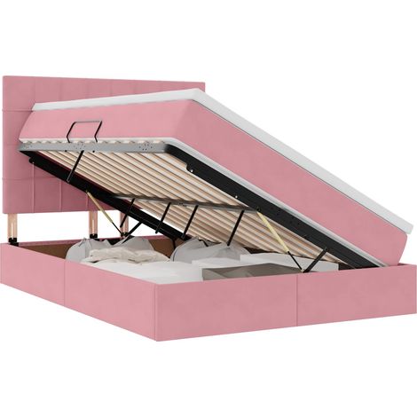 Maison Exclusive - LED-Speicherbett mit Matratze Rosa 140 x 200 c