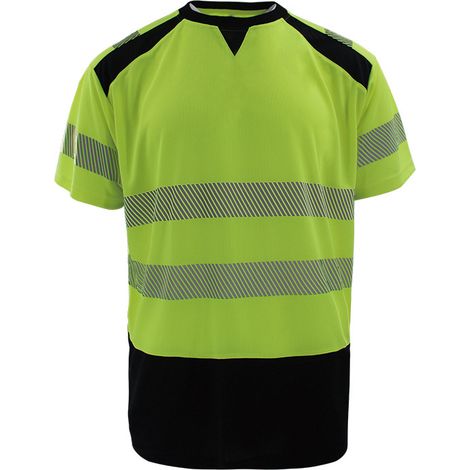 T-shirt réfléchissant - T-shirt à manches courtes haute visibilité, séchage rapide, pour l'extérieur, vêtements de travail, vêtements de sécurité pour usine, jaune fluorescent, taille S
