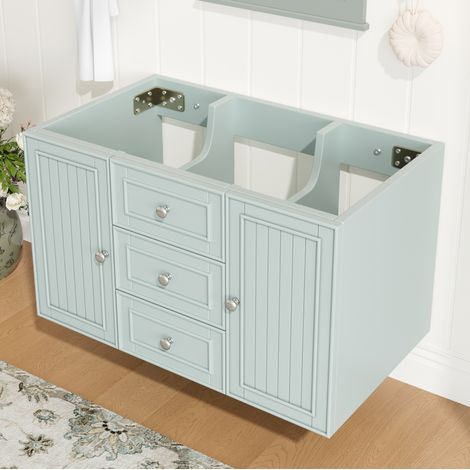 Mueble bajo lavabo suspendido 78,5 x 46 x 46,8 cm, MDF y metal, verde HAVRYA (1/5)