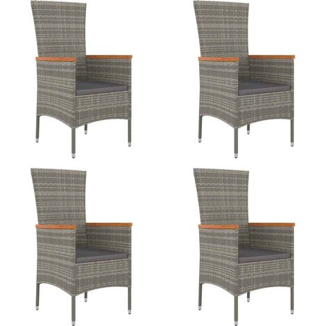 Maison Exclusive - Sedie da Giardino con Cuscini 4 pz in Polyrattan Grigie