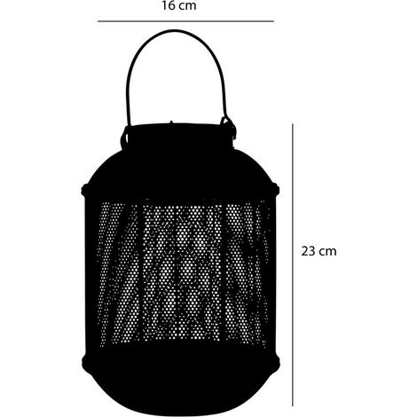 Mica Laterne Borneo schwarz, 23 x 16 cm Laterne