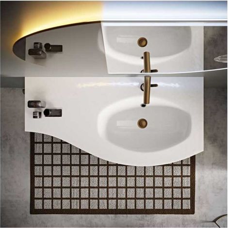 Mobile Bagno Vague105 cm SospesoRovere Tabacco Base 2 cassetti e 1 anta - Lavabo in Resina (1/5)