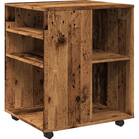 Armoire à roulettes de rangement design fonctionnelle bureau 60 x 53 x 72 cm en bois d'ingénierie vieux bois (1/5)